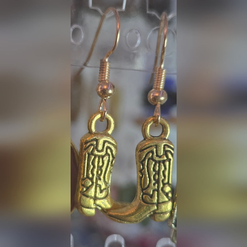 Gold Boot Dangle Earrings